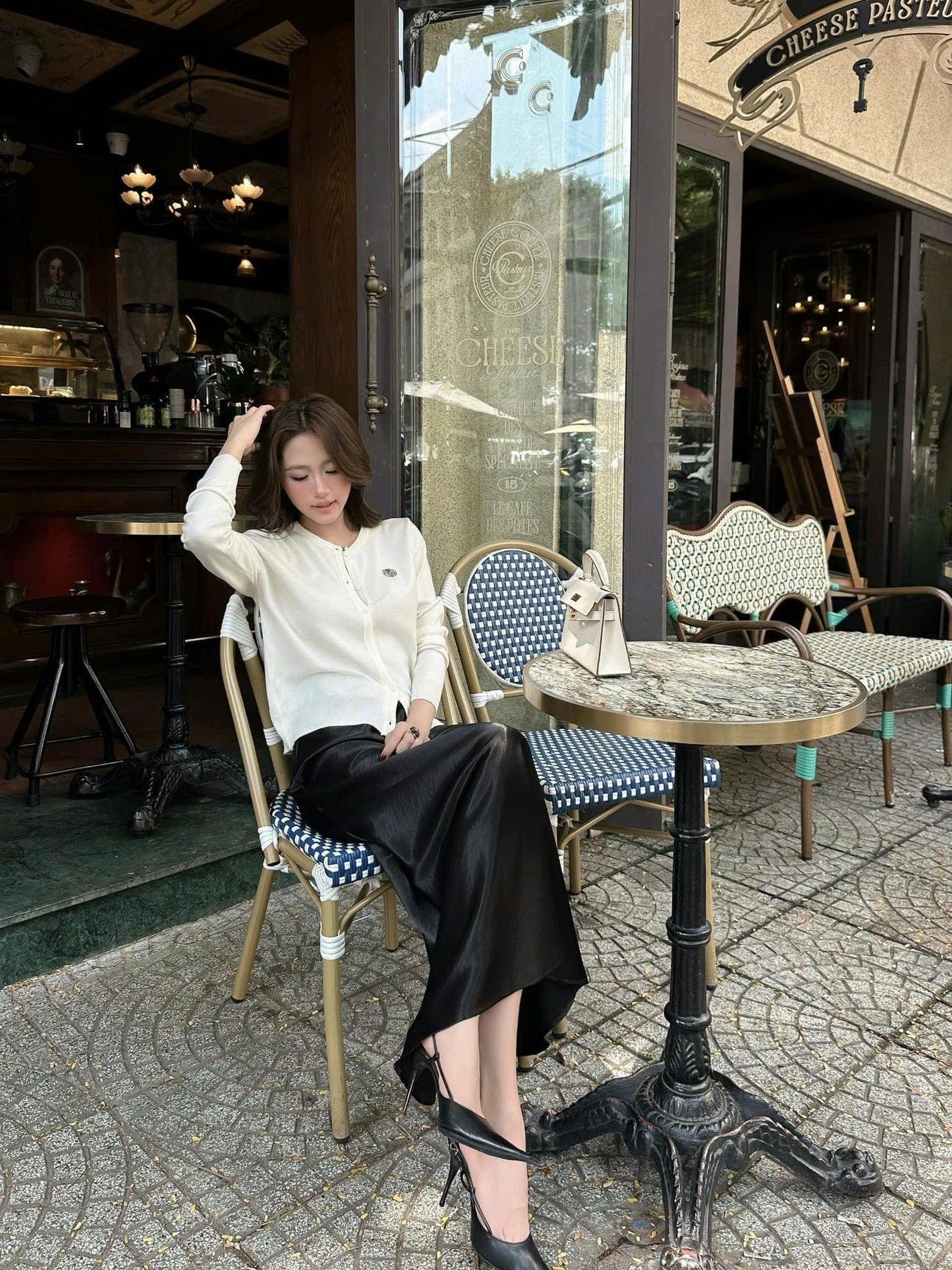 001 NEW COLLECTION càdigan + long satin skirt ( SET ) #P37