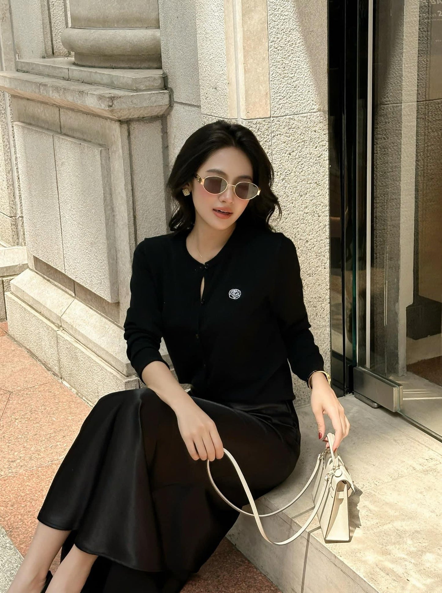 001 NEW COLLECTION càdigan + long satin skirt ( SET ) #P39