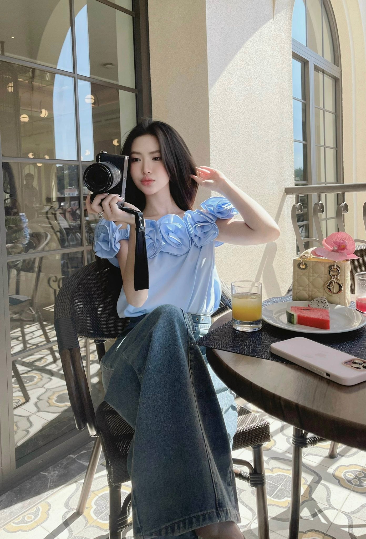 C04 TOP FLOWER BLUE