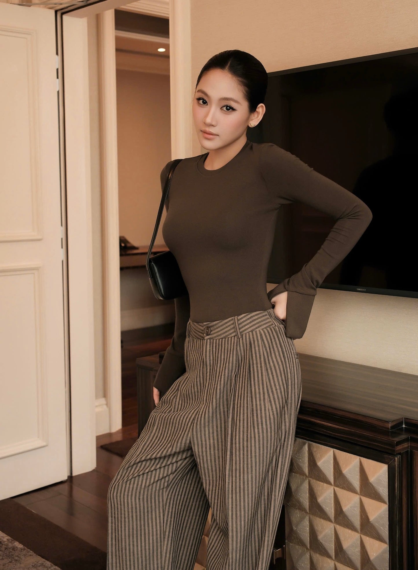 Long-sleeve top (FREESZ ) P11 Brown