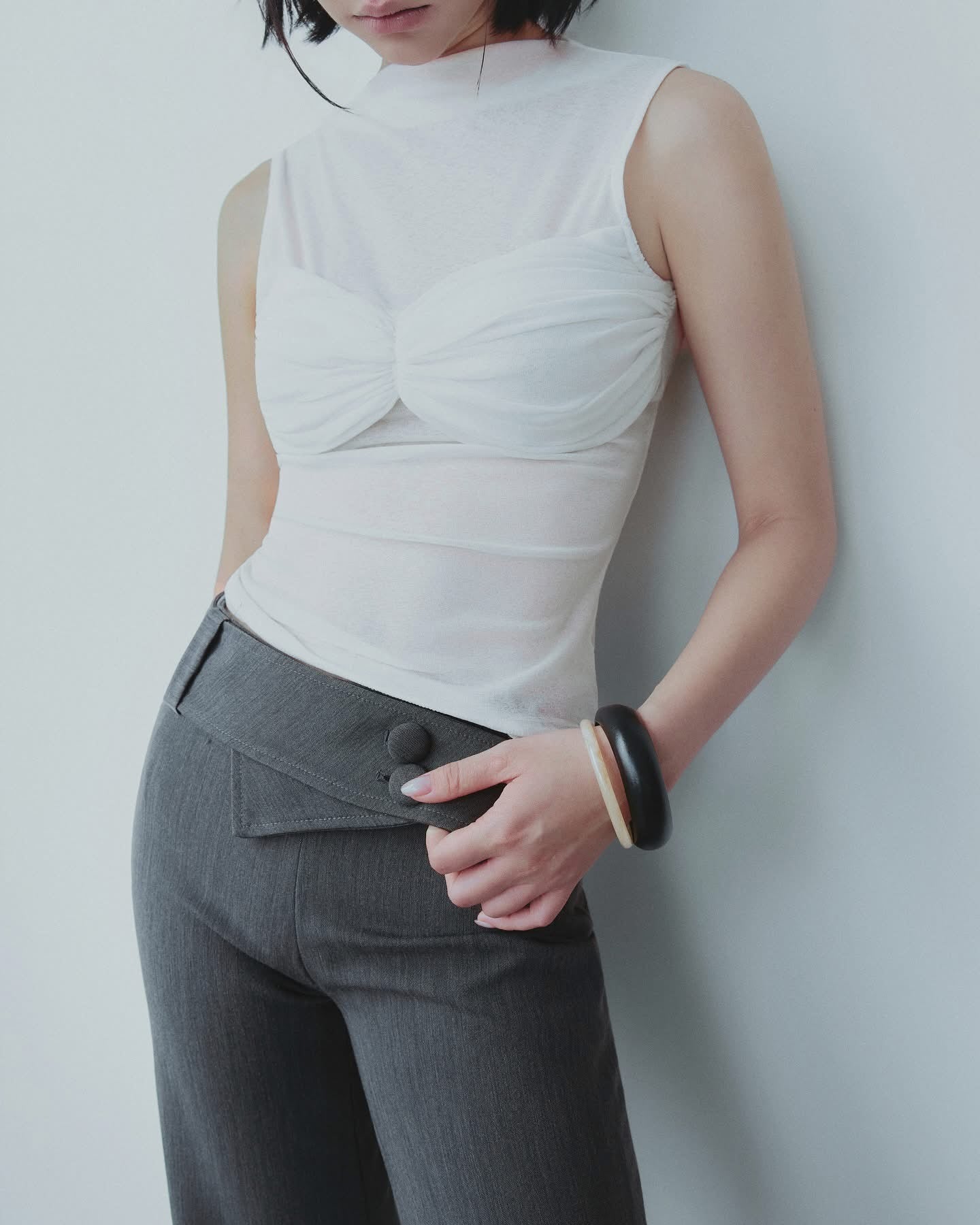JyA1191 TOP ( White & Grey )