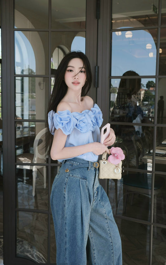 C04 TOP FLOWER BLUE