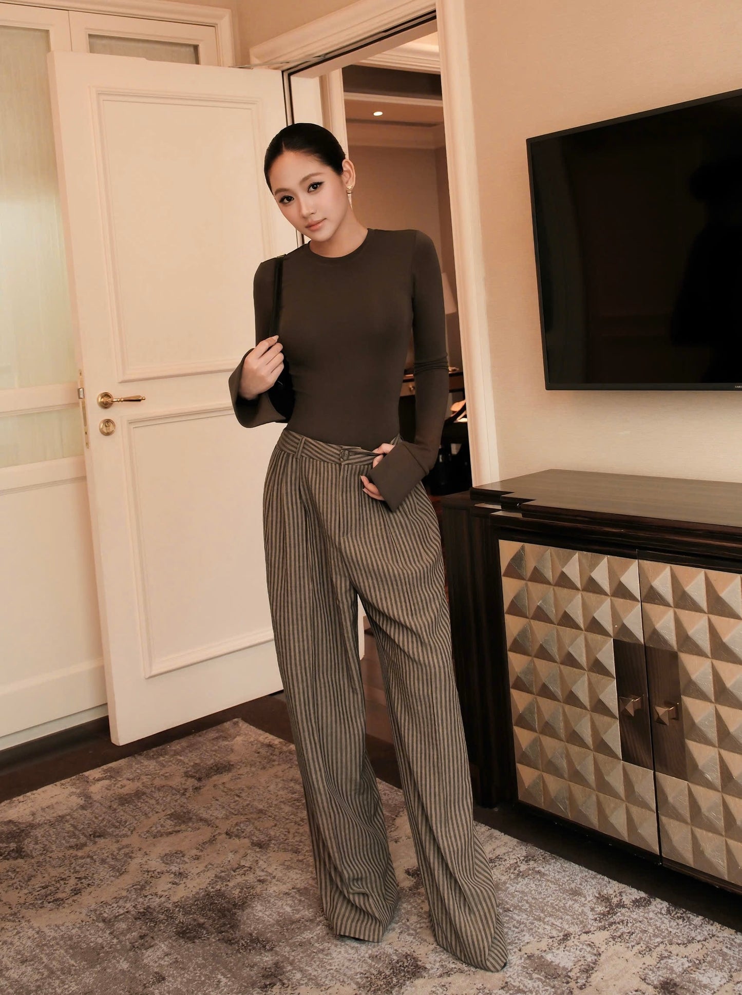 Long-sleeve top (FREESZ ) P11 Brown